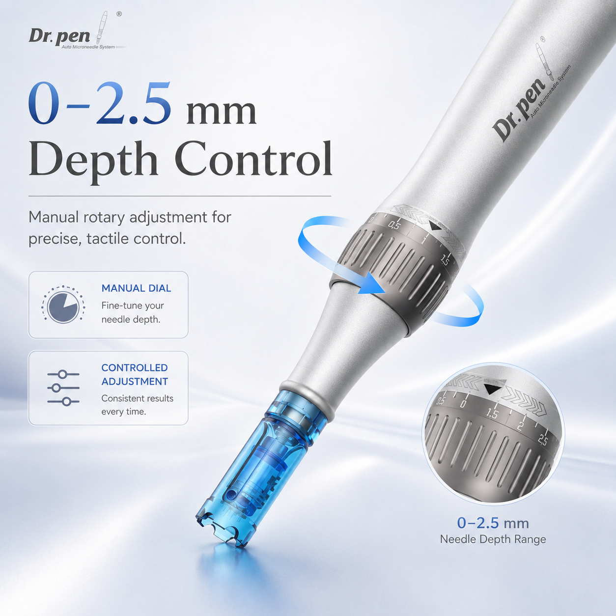 M8S manual depth adjustment dial